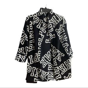 VS Pink Black/White Spell Out Fleece Robe Size XS